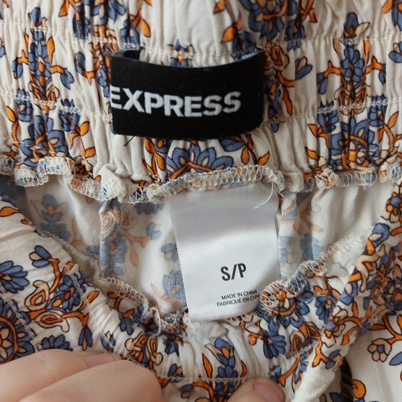 Express Flowy Short Elastic Drawstring Waist Pockets Cottage Coastal Boho Small - Picture 4 of 5